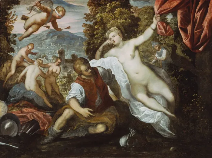 Framed Print : Venus and Mars with Cupid and the Three Graces in a Landscape, 1590 / 95 Framed Print : Venus and Mars with Cupid and the Three Graces in a Landscape, 1590 / 95