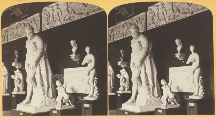 Framed Print : Venus de Medici and Herkales; Art Institute, 1893. Creator: Henry Hamilton Bennett Framed Print : Venus de Medici and Herkales; Art Institute, 1893. Creator: Henry Hamilton Bennett