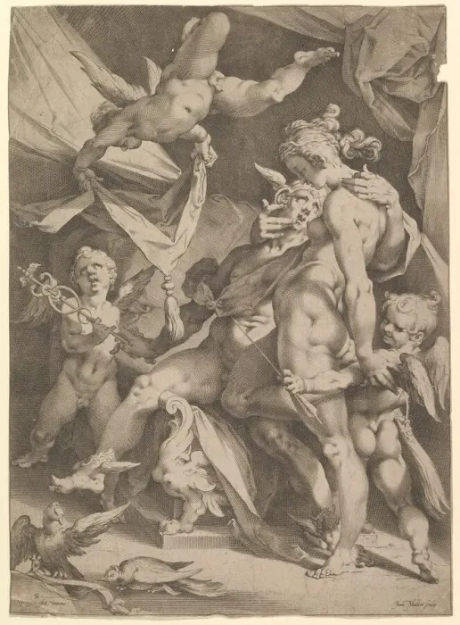 Framed Print : Venus and Mercury, ca. 1600. Creator: Jan Muller Framed Print : Venus and Mercury, ca. 1600. Creator: Jan Muller