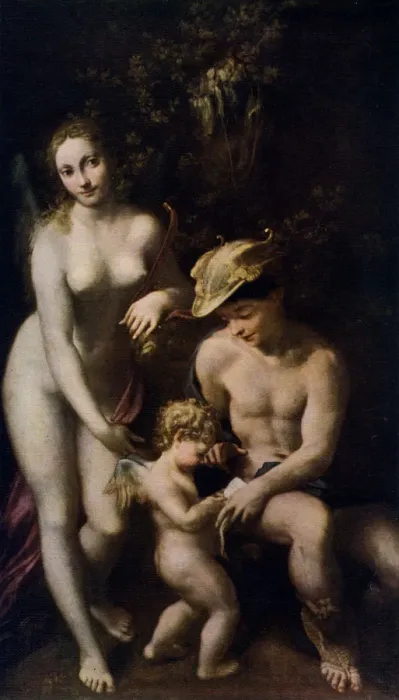 Framed Print : Venus with Mercury and Cupid ( The School of Love ), c1525, (1912). Artist: Correggio Framed Print : Venus with Mercury and Cupid ( The School of Love ), c1525, (1912). Artist: Correggio