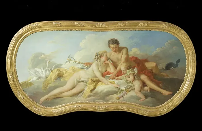 Framed Print : Venus and Mercury Instructing Cupid, 1738. Creator: Francois Boucher Framed Print : Venus and Mercury Instructing Cupid, 1738. Creator: Francois Boucher