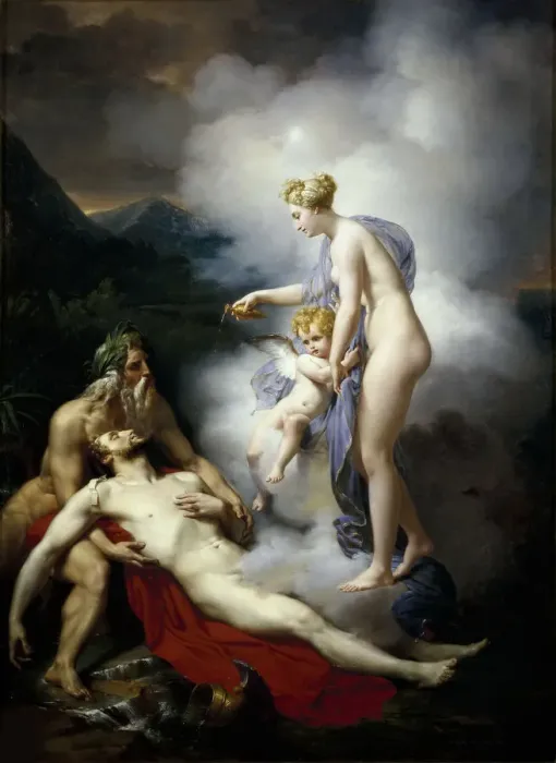 Framed Print : Venus Pouring a Balm on the Wound of Aeneas, c. 1805-1810. Creator: Blondel, Merry-Joseph Framed Print : Venus Pouring a Balm on the Wound of Aeneas, c. 1805-1810. Creator: Blondel, Merry-Joseph