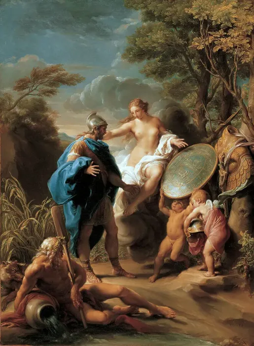 Framed Print : Venus Presenting Aeneas with Armour Forged by Vulcan, 1748. Creator: Batoni, Pompeo Girolamo (1708-1787) Framed Print : Venus Presenting Aeneas with Armour Forged by Vulcan, 1748. Creator: Batoni, Pompeo Girolamo (1708-1787)
