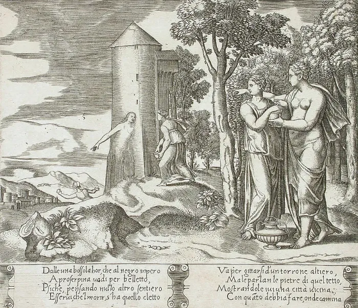 Framed Print : Venus with Psyche pointing to the underworld, between 1520 and 1535. Creator: Master of the Die Framed Print : Venus with Psyche pointing to the underworld, between 1520 and 1535. Creator: Master of the Die