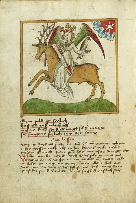 Framed Print : Venus Riding a Stag, shortly after 1464. Creator: Unknown Framed Print : Venus Riding a Stag, shortly after 1464. Creator: Unknown