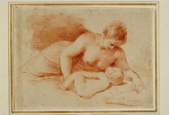Framed Print : Venus and sleeping Cupid, ca 1620-1625. Creator: Guercino (1591-1666) Framed Print : Venus and sleeping Cupid, ca 1620-1625. Creator: Guercino (1591-1666)