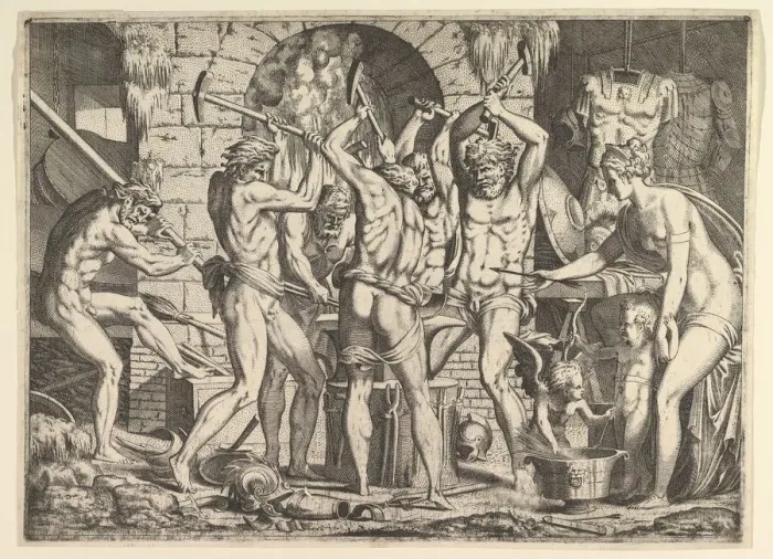 Framed Print : Venus in Vulcans Forge, 1546-47. Creator: Leon Davent Framed Print : Venus in Vulcans Forge, 1546-47. Creator: Leon Davent