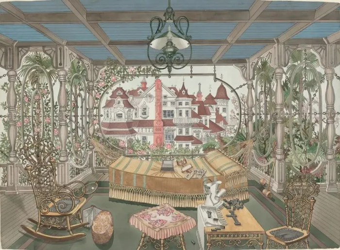 Framed Print : Veranda, 1885, 1935 / 1942. Creator: Perkins Harnly Framed Print : Veranda, 1885, 1935 / 1942. Creator: Perkins Harnly
