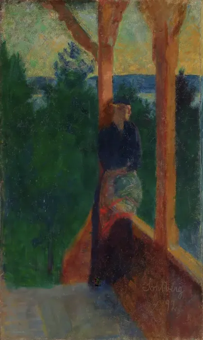 Framed Print : On the Veranda, 1892. Creator: Harald Sohlberg Framed Print : On the Veranda, 1892. Creator: Harald Sohlberg