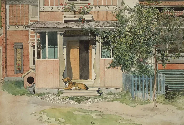 Framed Print : The Veranda. From A Home (26 watercolours). Creator: Carl Larsson Framed Print : The Veranda. From A Home (26 watercolours). Creator: Carl Larsson