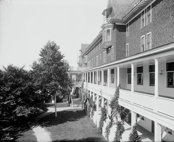 Framed Print : Veranda of the inn, Charlevoix-the-Beautiful, between 1897 and 1906. Creator: Unknown Framed Print : Veranda of the inn, Charlevoix-the-Beautiful, between 1897 and 1906. Creator: Unknown