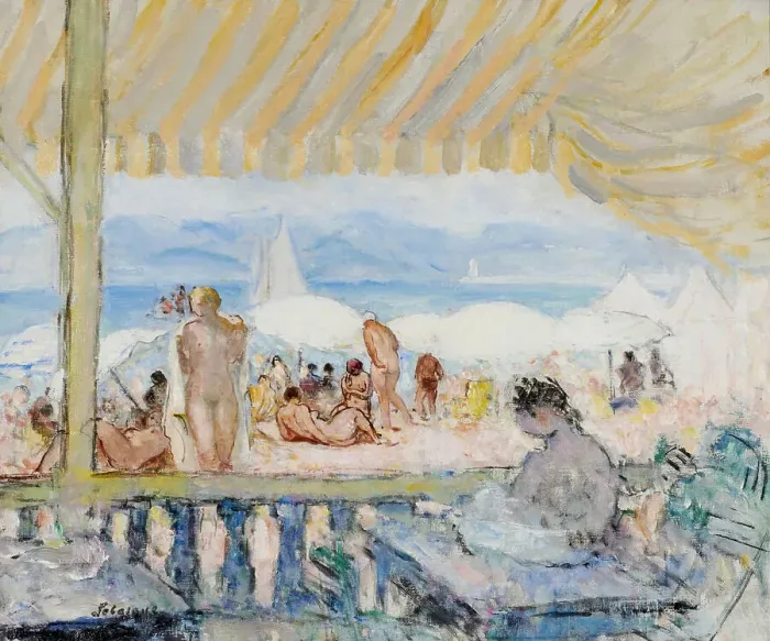 Framed Print : Véranda sur la Plage de Cannes. Creator: Lebasque, Henri (1865-1937) Framed Print : Véranda sur la Plage de Cannes. Creator: Lebasque, Henri (1865-1937)