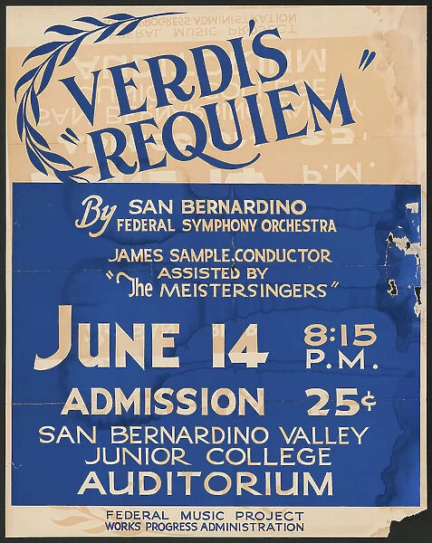 Verdi's Requiem, [193-]. Creator: Unknown