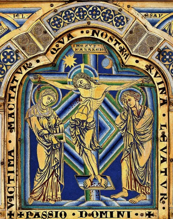 Framed Print : The Verdun Altar: The Crucifixion, 1181. Creator: Nicholas of Verdun (ca 1130 / 40-after 1205) Framed Print : The Verdun Altar: The Crucifixion, 1181. Creator: Nicholas of Verdun (ca 1130 / 40-after 1205)