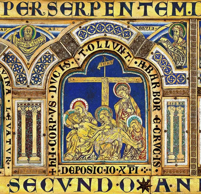Framed Print : The Verdun Altar: The Descent from the Cross, 1181. Creator: Nicholas of Verdun (ca 1130 / 40-after 1205)