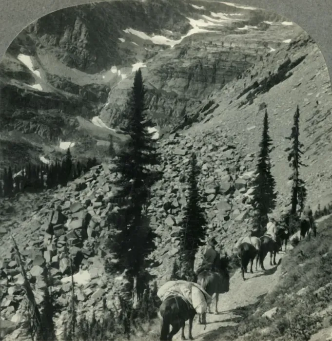 Framed Print : Verdure and Snowbanks along the Trail to Lincoln Pass, Glacier Nat. Park, Mont. c1930s Framed Print : Verdure and Snowbanks along the Trail to Lincoln Pass, Glacier Nat. Park, Mont. c1930s