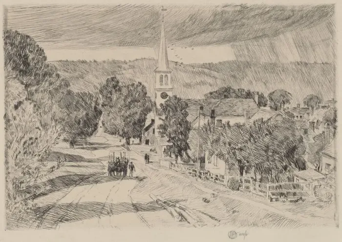 Framed Print : A Vermont Village, 1923. Creator: Frederick Childe Hassam Framed Print : A Vermont Village, 1923. Creator: Frederick Childe Hassam