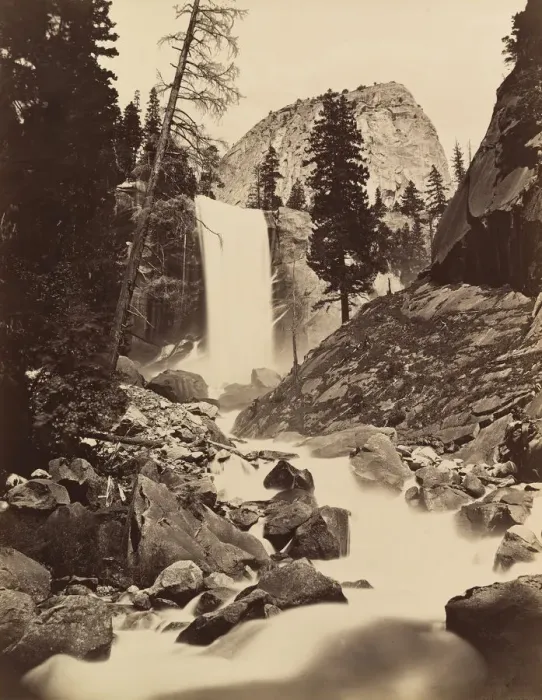 Framed Print : Vernal Fall, Yosemite, 1865-66, printed ca. 1875. Creator: Carleton Emmons Watkins Framed Print : Vernal Fall, Yosemite, 1865-66, printed ca. 1875. Creator: Carleton Emmons Watkins