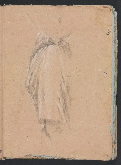 Framed Print : Verona Sketchbook: Drapery study with elbow (page 5), 1760. Creator: Francesco Lorenzi (Italian Framed Print : Verona Sketchbook: Drapery study with elbow (page 5), 1760. Creator: Francesco Lorenzi (Italian