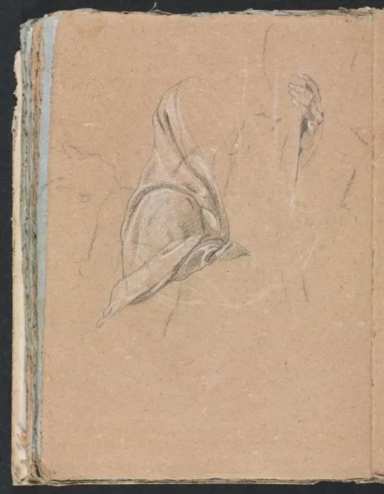 Framed Print : Verona Sketchbook: Drapery study with left hand (page 56), 1760. Creator: Francesco Lorenzi Framed Print : Verona Sketchbook: Drapery study with left hand (page 56), 1760. Creator: Francesco Lorenzi
