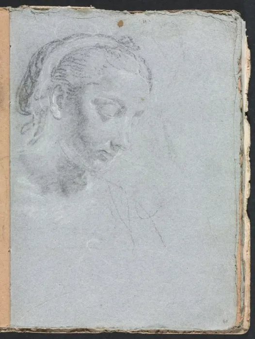Framed Print : Verona Sketchbook: Head and shoulders of a woman (page 61), 1760. Creator: Francesco Lorenzi Framed Print : Verona Sketchbook: Head and shoulders of a woman (page 61), 1760. Creator: Francesco Lorenzi