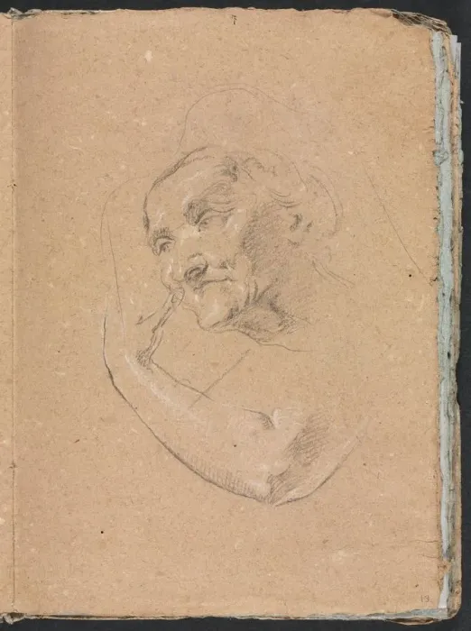 Framed Print : Verona Sketchbook: Head of a woman with left arm (page 13), 1760. Creator: Francesco Lorenzi Framed Print : Verona Sketchbook: Head of a woman with left arm (page 13), 1760. Creator: Francesco Lorenzi