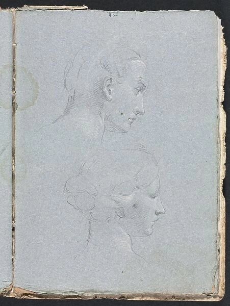 Verona Sketchbook: Two heads (page 85), 1760. Creator: Francesco Lorenzi (Italian, 1723-1787)