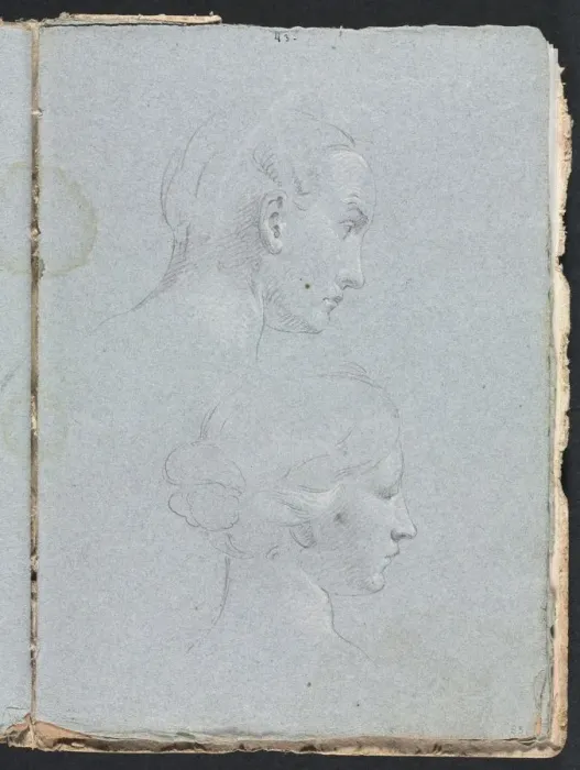 Framed Print : Verona Sketchbook: Two heads (page 85), 1760. Creator: Francesco Lorenzi (Italian, 1723-1787) Framed Print : Verona Sketchbook: Two heads (page 85), 1760. Creator: Francesco Lorenzi (Italian, 1723-1787)