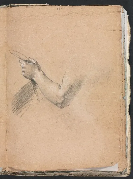 Framed Print : Verona Sketchbook: Left arm and hand (page 75), 1760. Creator: Francesco Lorenzi (Italian Framed Print : Verona Sketchbook: Left arm and hand (page 75), 1760. Creator: Francesco Lorenzi (Italian