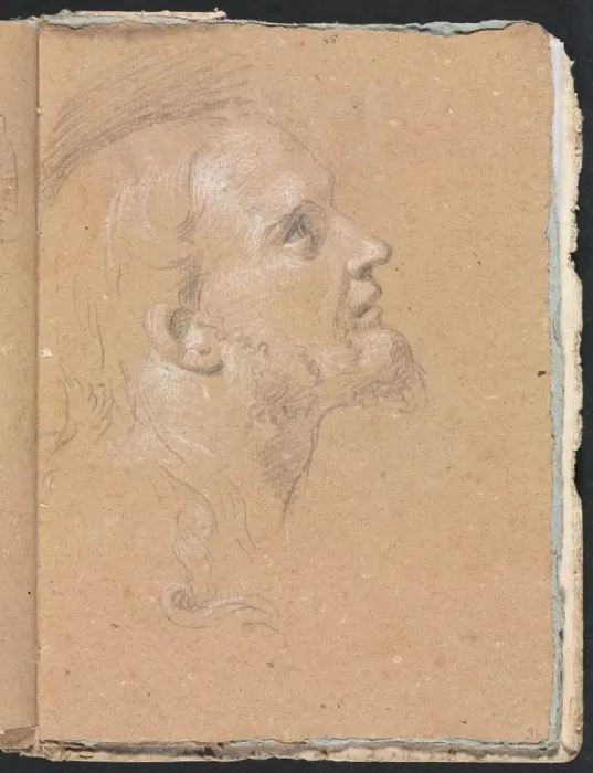 Framed Print : Verona Sketchbook: Male head in profile (page 91), 1760. Creator: Francesco Lorenzi (Italian Framed Print : Verona Sketchbook: Male head in profile (page 91), 1760. Creator: Francesco Lorenzi (Italian