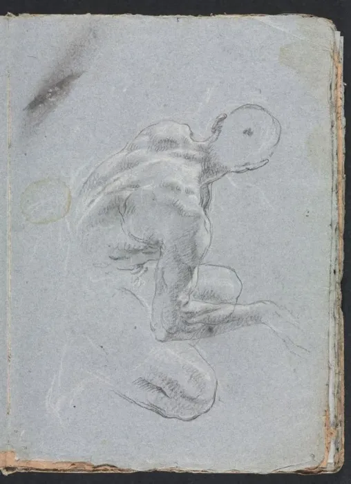 Framed Print : Verona Sketchbook: Male nude from back (page 9), 1760. Creator: Francesco Lorenzi (Italian Framed Print : Verona Sketchbook: Male nude from back (page 9), 1760. Creator: Francesco Lorenzi (Italian