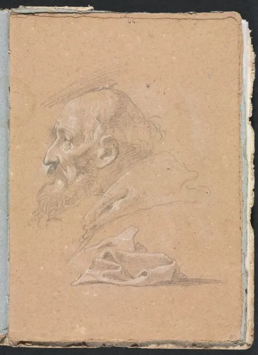 Framed Print : Verona Sketchbook: Monk in profile with drapery (page 87), 1760. Creator: Francesco Lorenzi Framed Print : Verona Sketchbook: Monk in profile with drapery (page 87), 1760. Creator: Francesco Lorenzi