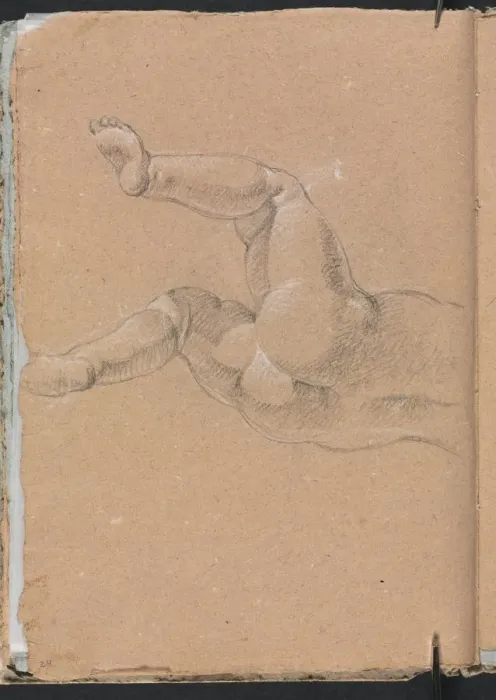 Framed Print : Verona Sketchbook: Putto (lower half of body) (page 24), 1760. Creator: Francesco Lorenzi (Italian Framed Print : Verona Sketchbook: Putto (lower half of body) (page 24), 1760. Creator: Francesco Lorenzi (Italian