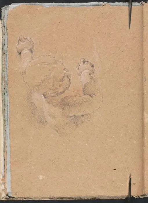 Framed Print : Verona Sketchbook: Putto (page 22), 1760. Creator: Francesco Lorenzi (Italian, 1723-1787) Framed Print : Verona Sketchbook: Putto (page 22), 1760. Creator: Francesco Lorenzi (Italian, 1723-1787)