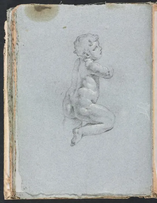 Framed Print : Verona Sketchbook: Putto in profile (page 64), 1760. Creator: Francesco Lorenzi (Italian Framed Print : Verona Sketchbook: Putto in profile (page 64), 1760. Creator: Francesco Lorenzi (Italian