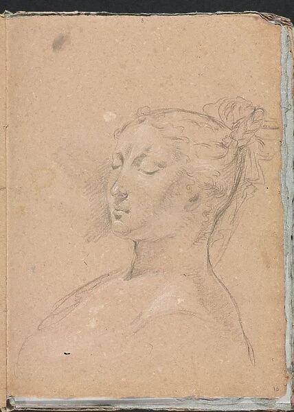 Verona Sketchbook: Woman with closed eyes (page 15), 1760. Creator: Francesco Lorenzi (Italian