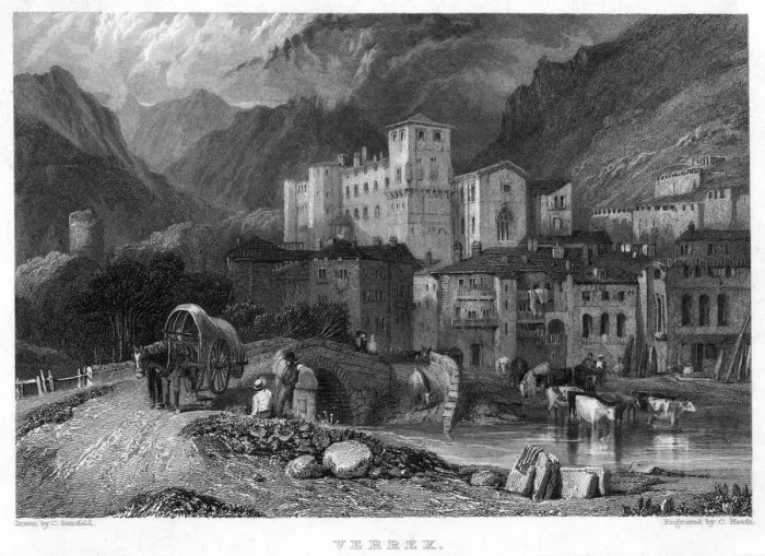 Framed Print : Verrex, Val d Aosta, Italy, 19th century. Artist: C Heath