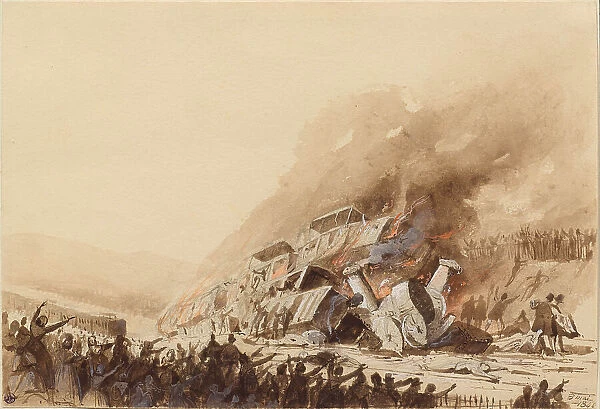 The Versailles rail disaster on May 8, 1842, 1842. Creator: Garez, Rene Joseph (1802-1852)