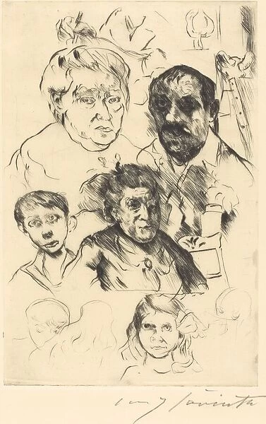 Verschiedene Kopfe und Selbstbildnis (Assorted Heads and Self-Portrait), 1915