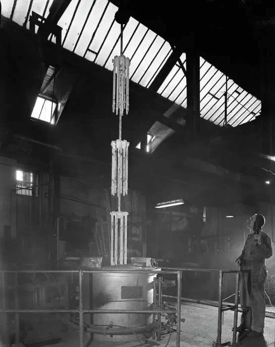 Framed Print : Vertical heat treatment process, Edgar Allen Steel Foundry, Sheffield, South Yorkshire, 1962 Framed Print : Vertical heat treatment process, Edgar Allen Steel Foundry, Sheffield, South Yorkshire, 1962