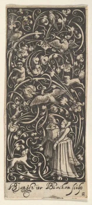 Framed Print : Vertical Panel with a Man and Woman, ca. 1631. Creator: Bartolomeus van Lochom Framed Print : Vertical Panel with a Man and Woman, ca. 1631. Creator: Bartolomeus van Lochom