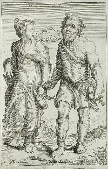 Framed Print : Vertumnus and Pomona, between 1607 and 1610. Creator: Workshop of Jacob Matham Framed Print : Vertumnus and Pomona, between 1607 and 1610. Creator: Workshop of Jacob Matham