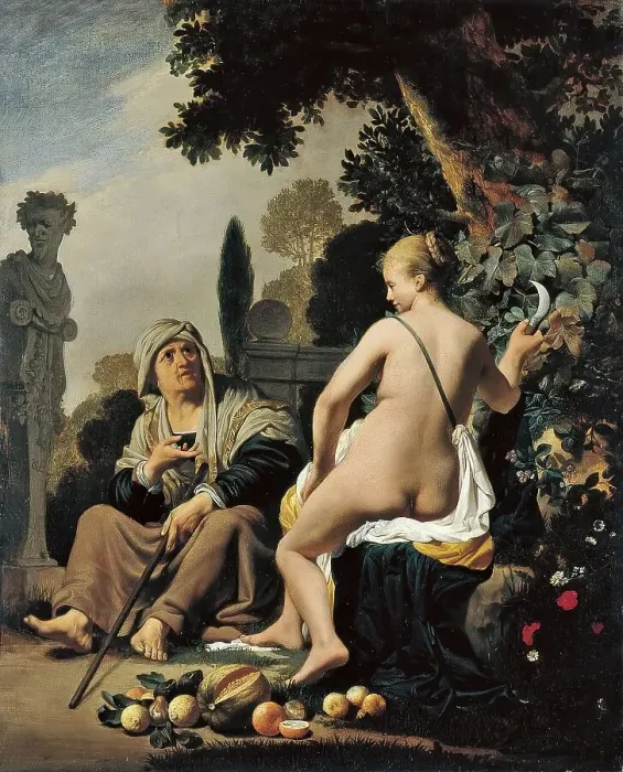 Framed Print : Vertumnus and Pomona, 1637. Creator: Caesar Boëtius van Everdingen Framed Print : Vertumnus and Pomona, 1637. Creator: Caesar Boëtius van Everdingen