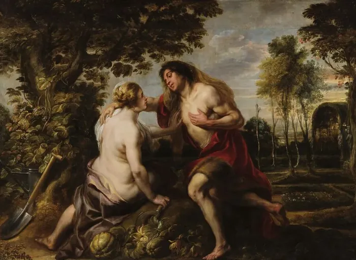 Framed Print : Vertumnus and Pomona, 1638. Creator: Jordaens, Jacob (1593-1678) Framed Print : Vertumnus and Pomona, 1638. Creator: Jordaens, Jacob (1593-1678)