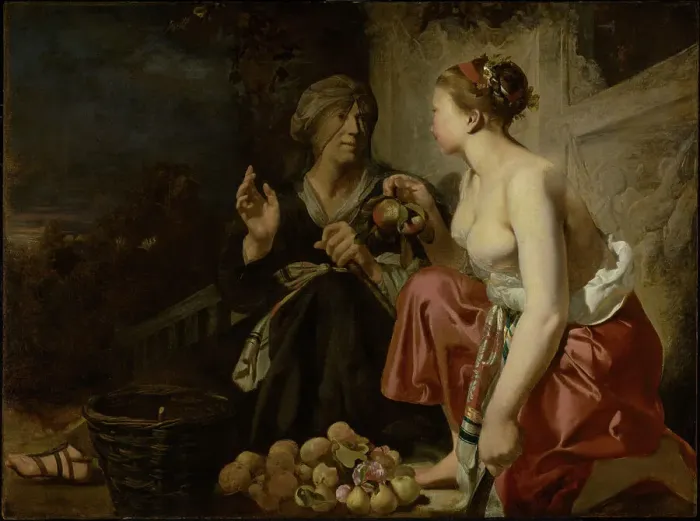 Framed Print : Vertumnus and Pomona, about 1650. Creator: Cesar van Everdingen Framed Print : Vertumnus and Pomona, about 1650. Creator: Cesar van Everdingen