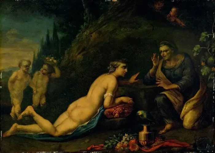 Framed Print : Vertumnus and Pomona, 1700-1799. Creator: Unknown Framed Print : Vertumnus and Pomona, 1700-1799. Creator: Unknown