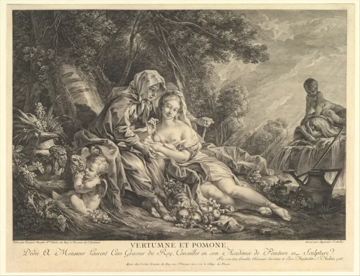 Framed Print : Vertumnus and Pomona, 1765. Creator: Augustin de Saint-Aubin Framed Print : Vertumnus and Pomona, 1765. Creator: Augustin de Saint-Aubin