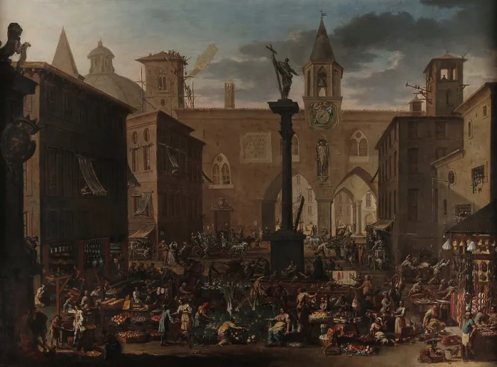 Framed Print : The Verziere Market in Milan, c1733. Creator: Magnasco, Alessandro (1667-1749) Framed Print : The Verziere Market in Milan, c1733. Creator: Magnasco, Alessandro (1667-1749)