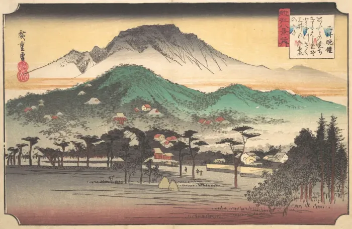 Framed Print : Vesper Bells at Mii Temple, ca. 1832. ca. 1832. Creator: Ando Hiroshige Framed Print : Vesper Bells at Mii Temple, ca. 1832. ca. 1832. Creator: Ando Hiroshige
