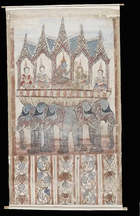 Framed Print : Vessantara Jataka, Chapter 1: Indra grants the ten boons to Phusati, 18th-19th century. Creator: Unknown Framed Print : Vessantara Jataka, Chapter 1: Indra grants the ten boons to Phusati, 18th-19th century. Creator: Unknown